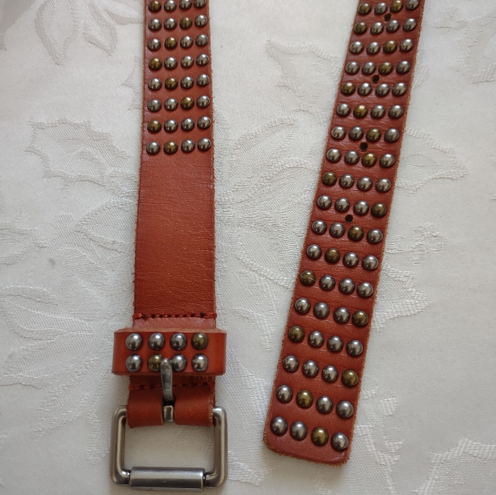 J Crew leather four rows studded belt